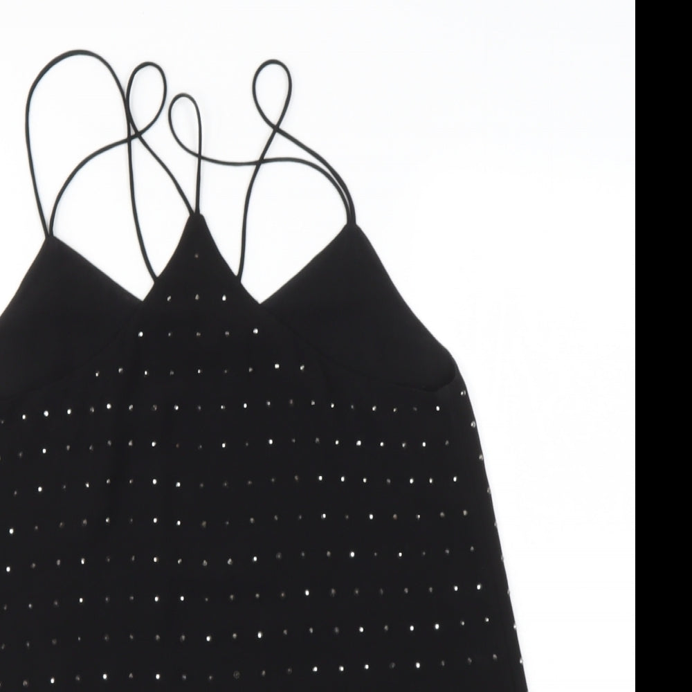 NEW LOOK  Womens Black  Polyester Camisole Blouse Size 6 V-Neck