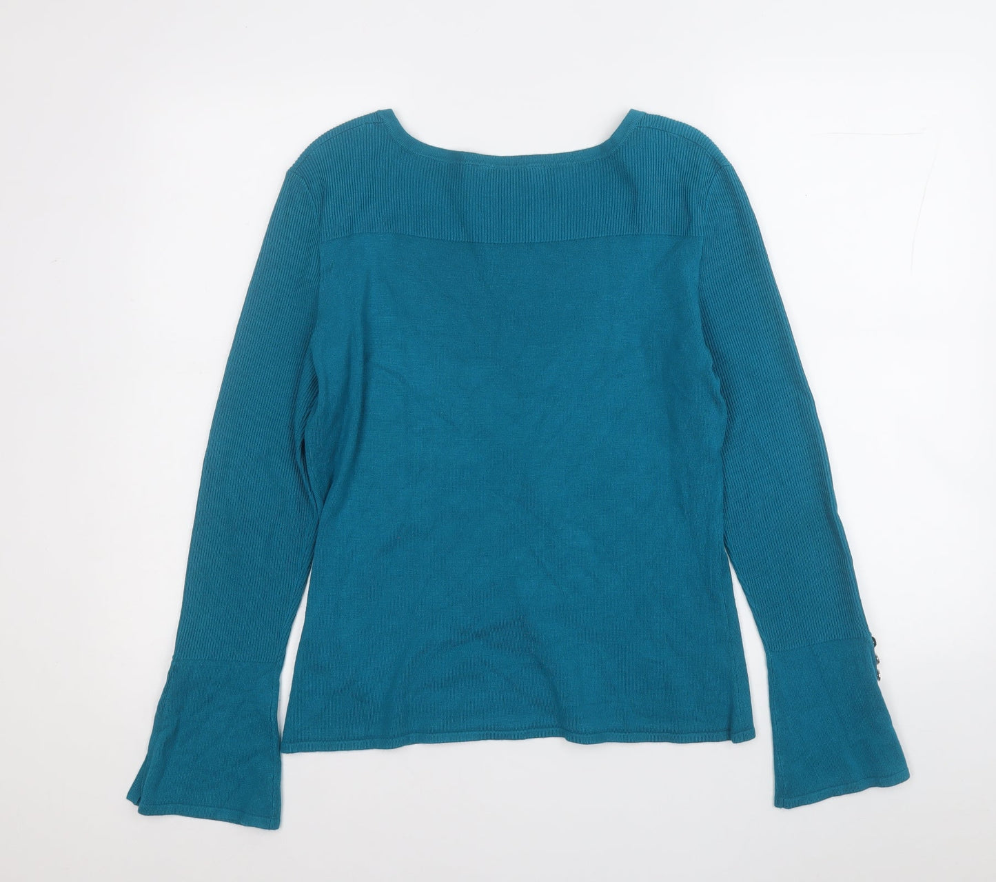 Star Womens Blue Square Neck  Viscose Pullover Jumper Size 14