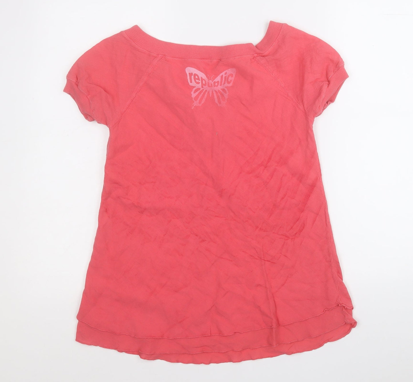 Republic Womens Pink  Cotton Basic T-Shirt Size XS V-Neck