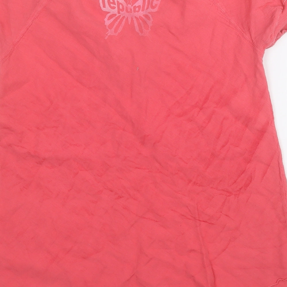 Republic Womens Pink  Cotton Basic T-Shirt Size XS V-Neck