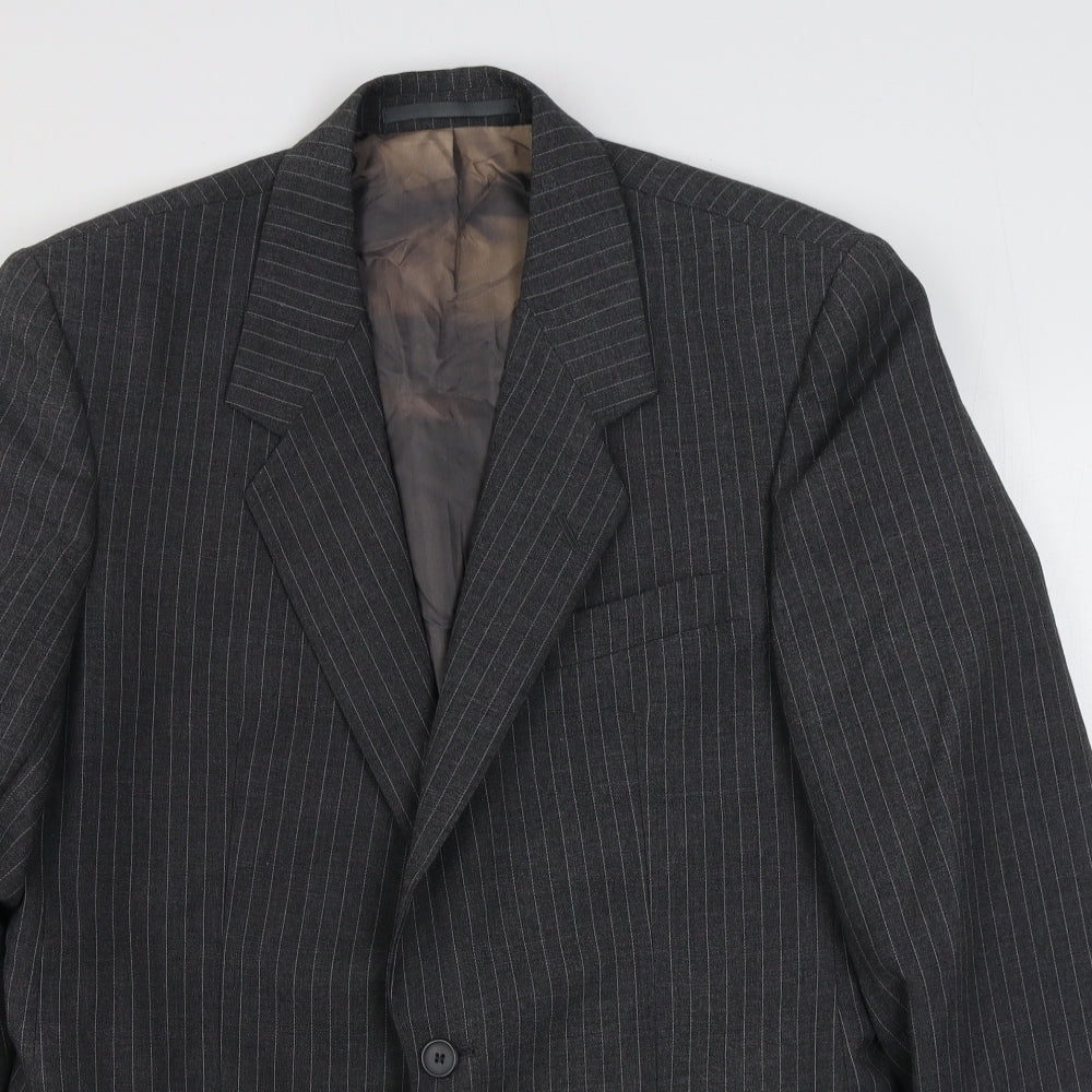 C&A  Mens Grey Striped Wool Jacket Suit Jacket Size 40
