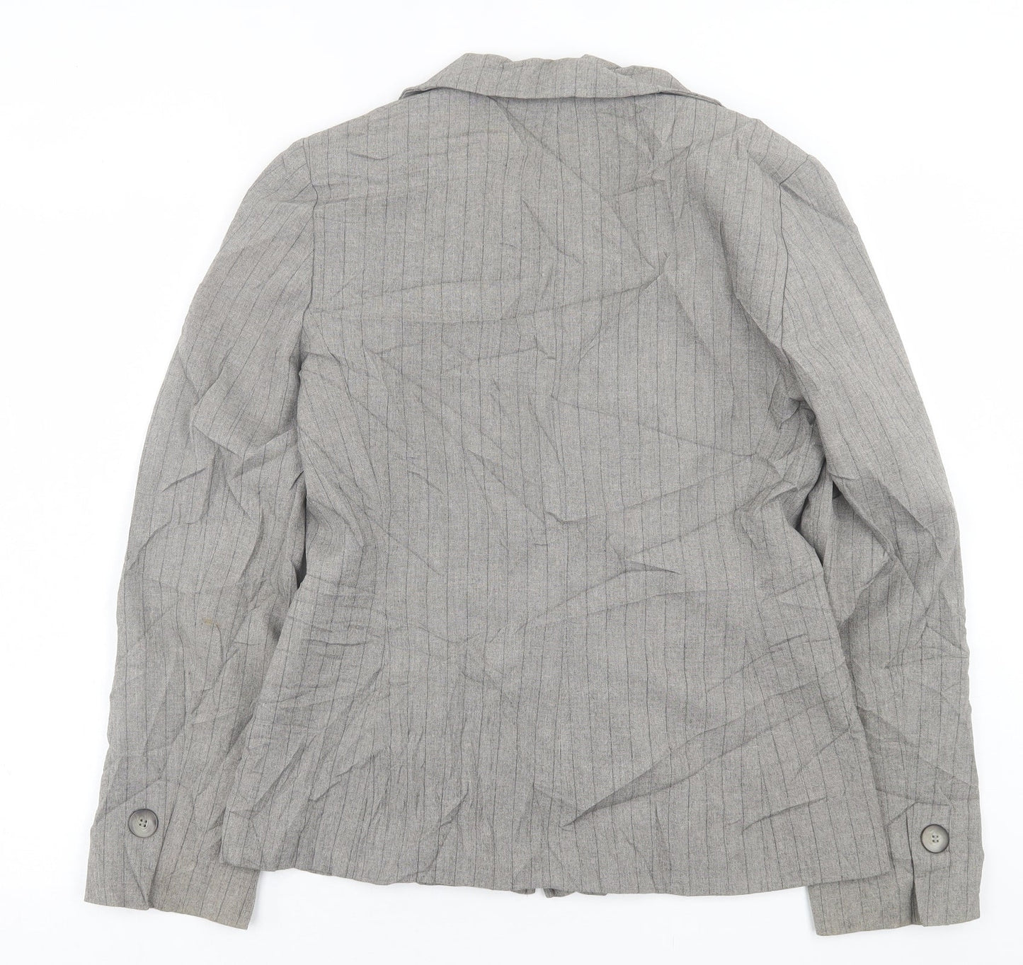 Wallis Womens Grey Striped  Jacket Blazer Size 12  Button