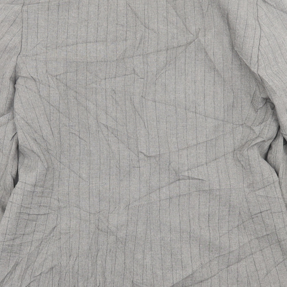 Wallis Womens Grey Striped  Jacket Blazer Size 12  Button
