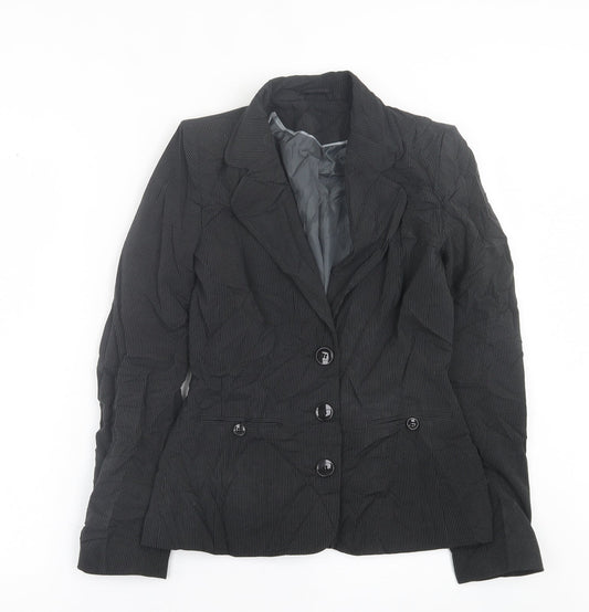 NEXT Womens Black Striped  Jacket Blazer Size 8  Button
