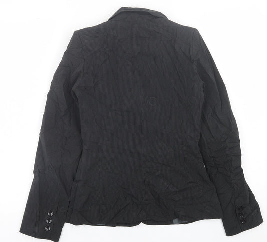 NEXT Womens Black Striped  Jacket Blazer Size 8  Button