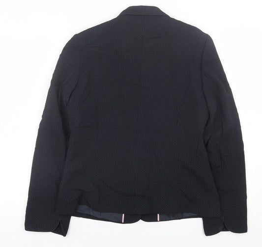 Klass Womens Black Geometric  Jacket Blazer Size 12  Button