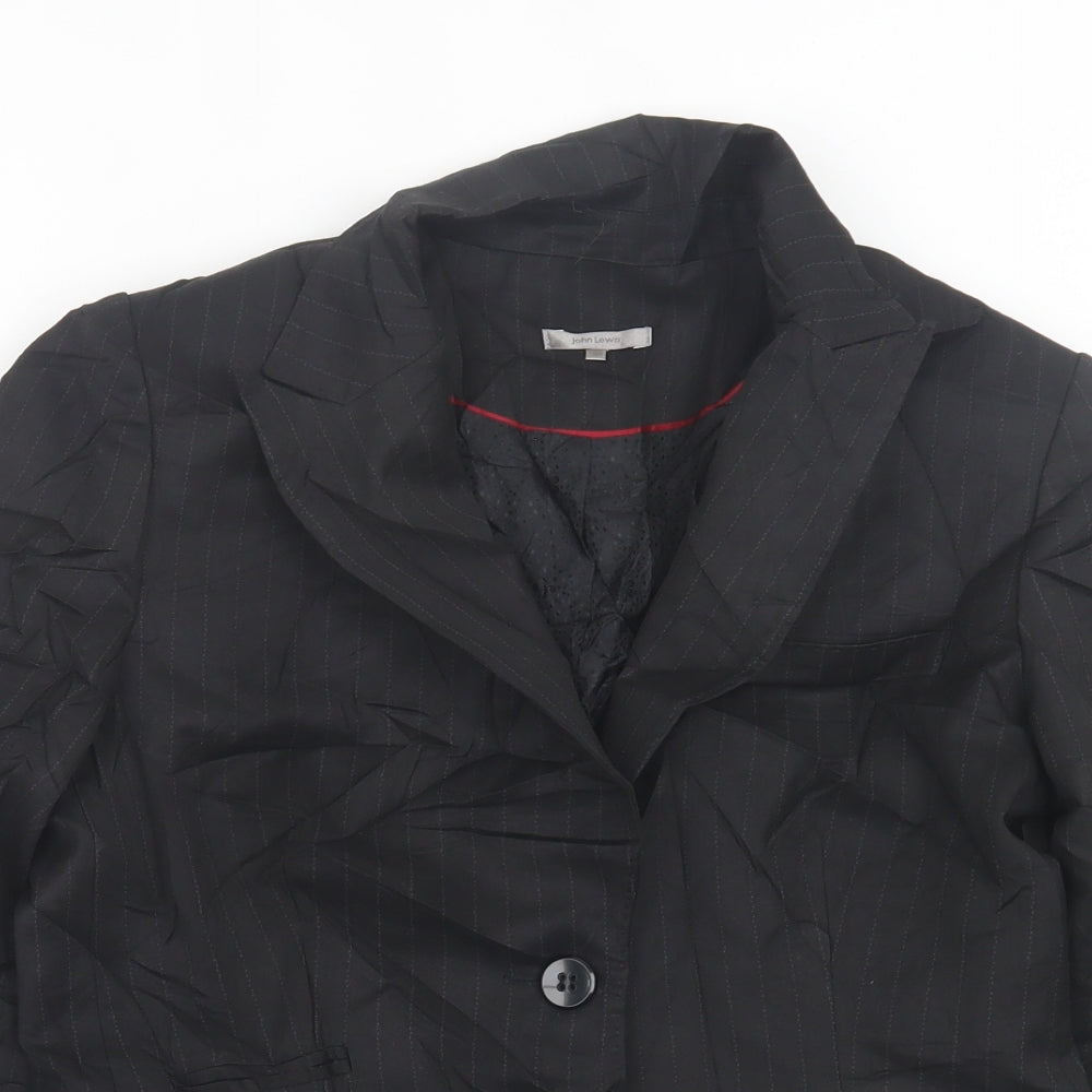 John Lewis Womens Black Striped  Jacket Blazer Size 12  Button