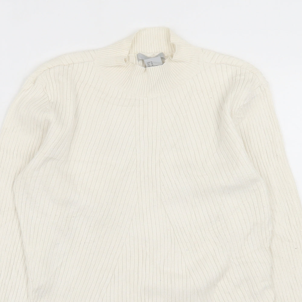 H&M Womens Ivory High Neck  Viscose Pullover Jumper Size M