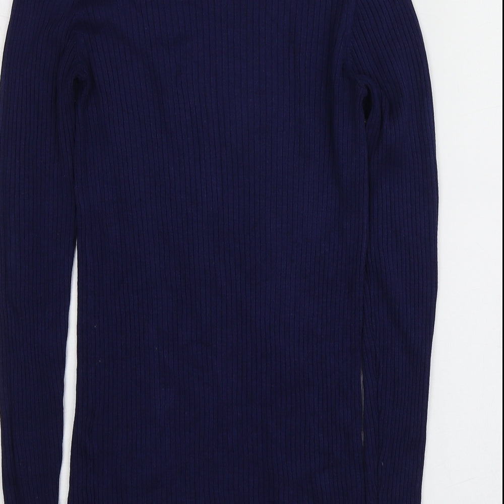 Oasis Womens Blue Round Neck  Viscose Pullover Jumper Size S