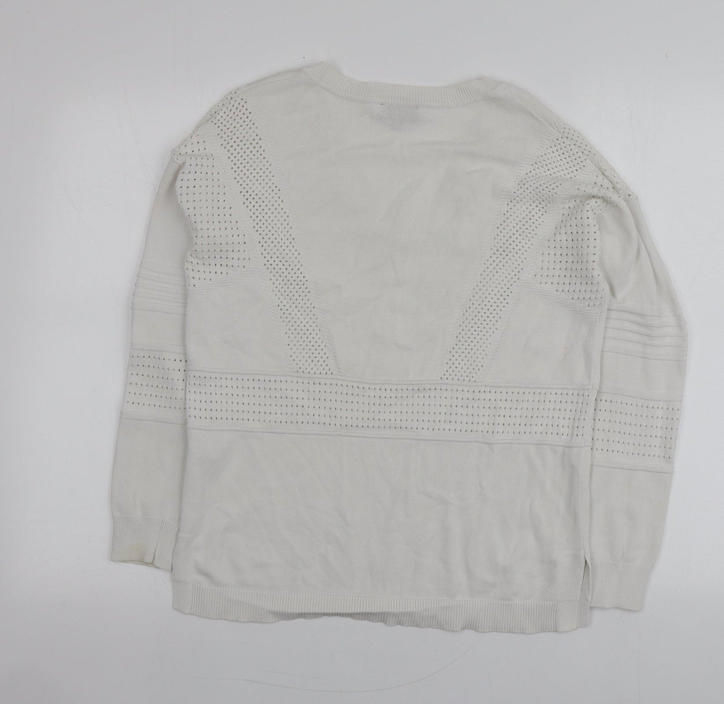 Topshop Womens White V-Neck  Viscose Pullover Jumper Size 8