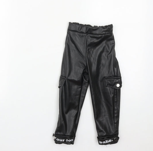 Bordo  Girls Black  Polyamide Cargo Trousers Size 3 Years  Regular