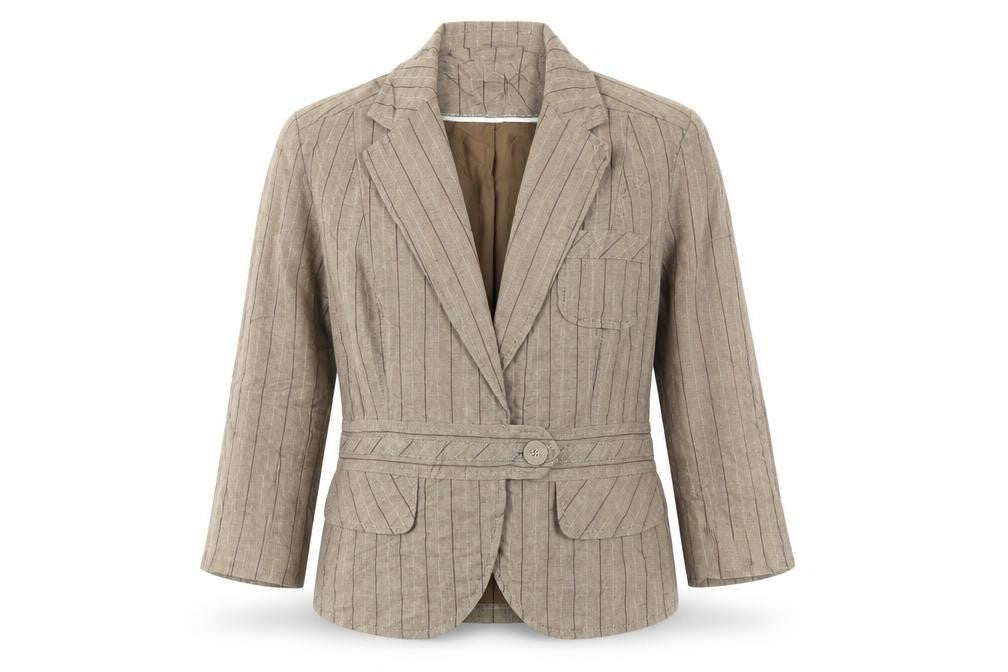 Next Womens Brown Striped  Jacket  Size 14  Button
