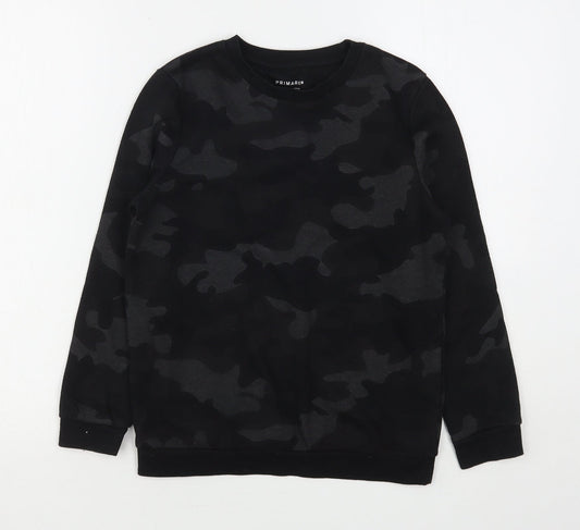 Primark Boys Black Camouflage Polyester Pullover Sweatshirt Size 9-10 Years