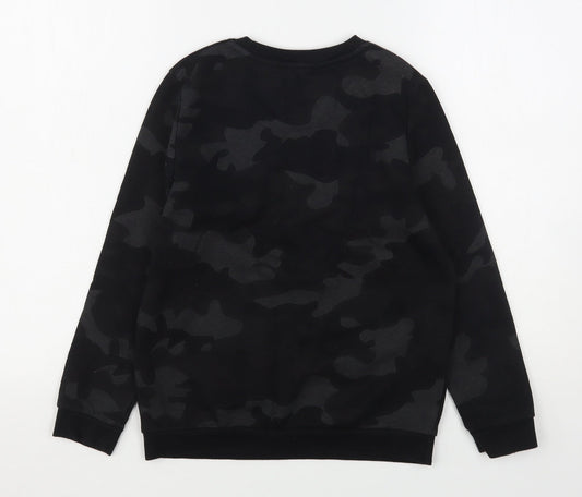 Primark Boys Black Camouflage Polyester Pullover Sweatshirt Size 9-10 Years
