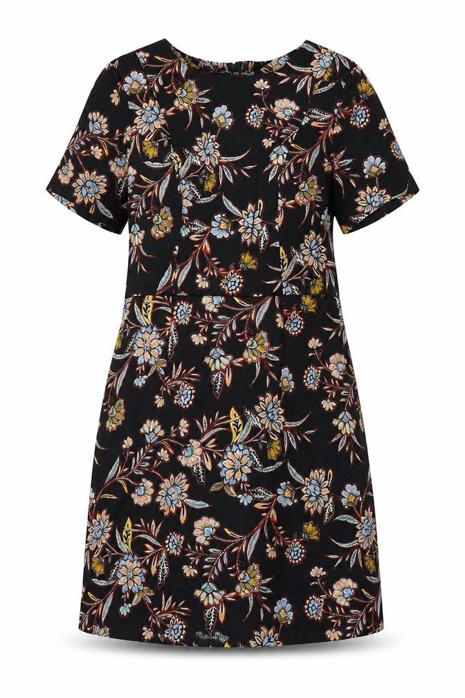 New Look Womens Multicoloured Floral Cotton Shift  Size 8  Round Neck Zip