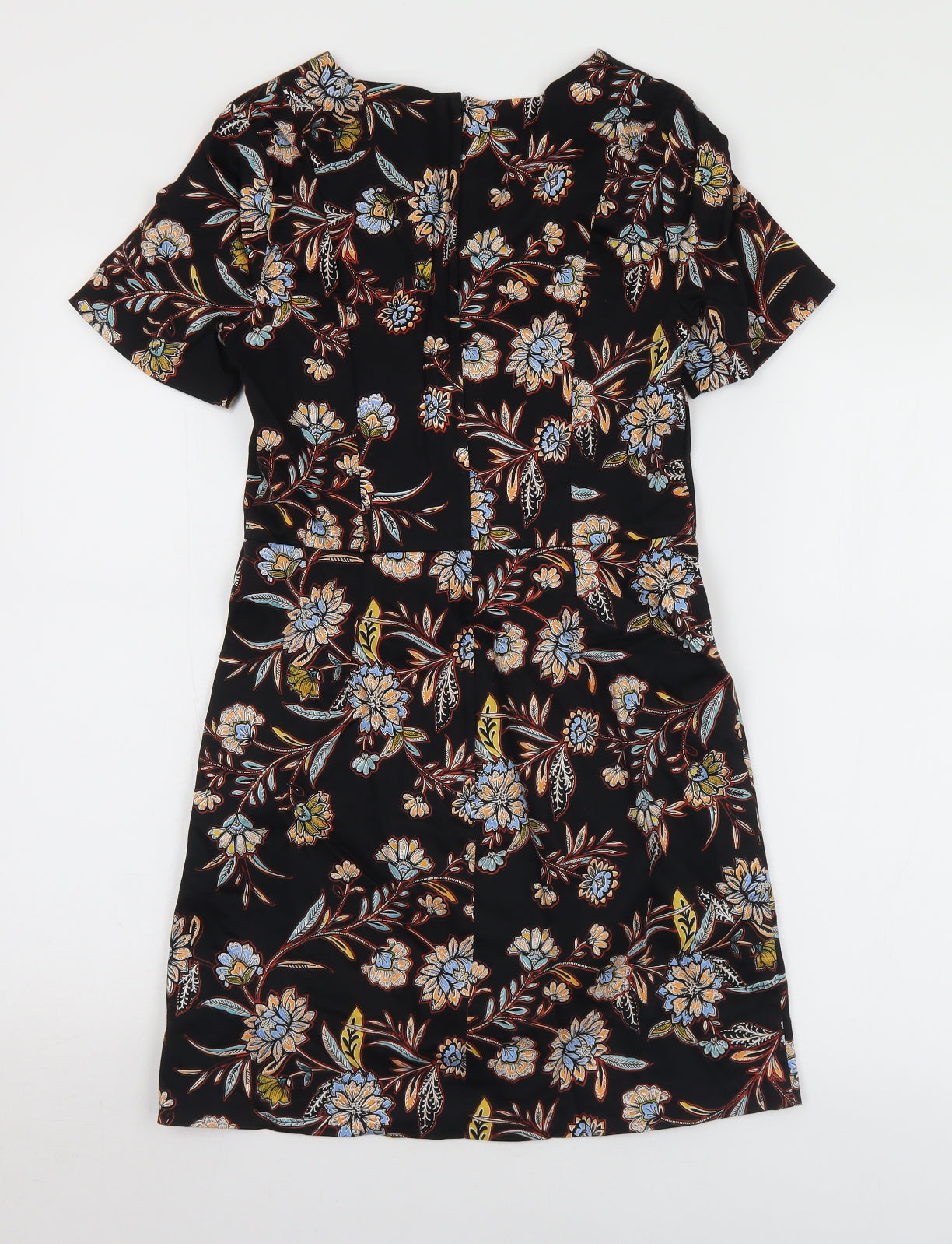 New Look Womens Multicoloured Floral Cotton Shift  Size 8  Round Neck Zip