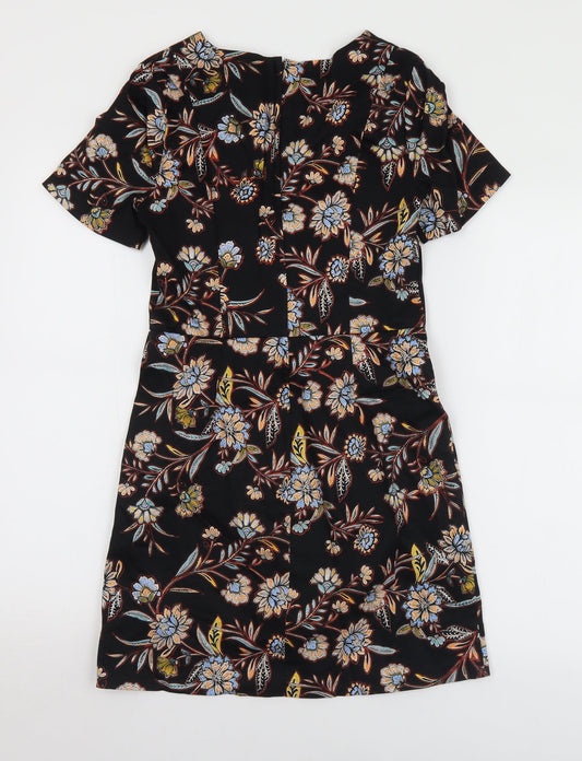 New Look Womens Multicoloured Floral Cotton Shift  Size 8  Round Neck Zip