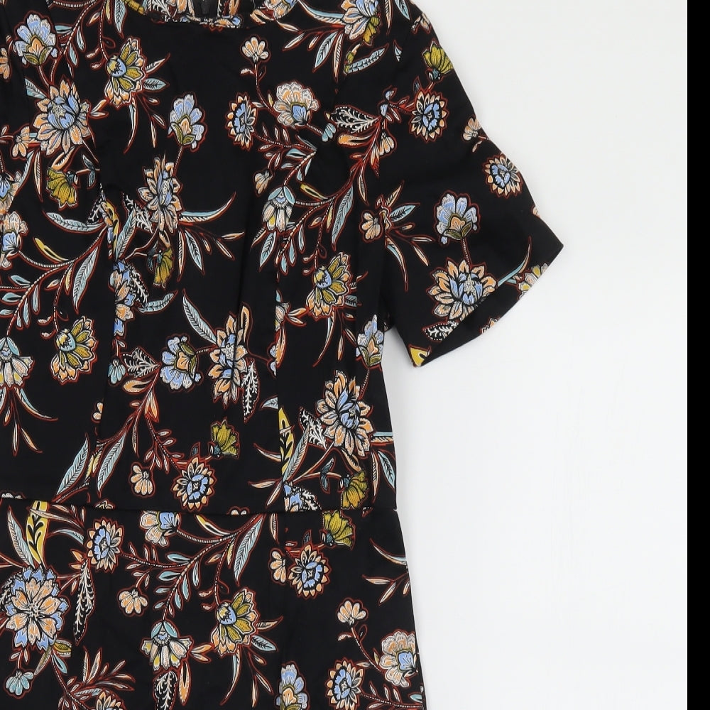 New Look Womens Multicoloured Floral Cotton Shift  Size 8  Round Neck Zip
