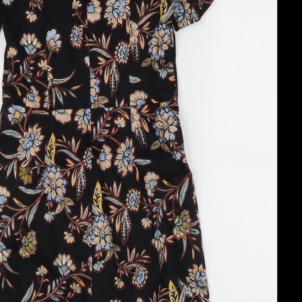 New Look Womens Multicoloured Floral Cotton Shift  Size 8  Round Neck Zip