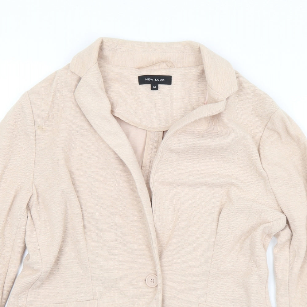 New Look Womens Pink Collared  Cotton Cardigan Jumper Size 10