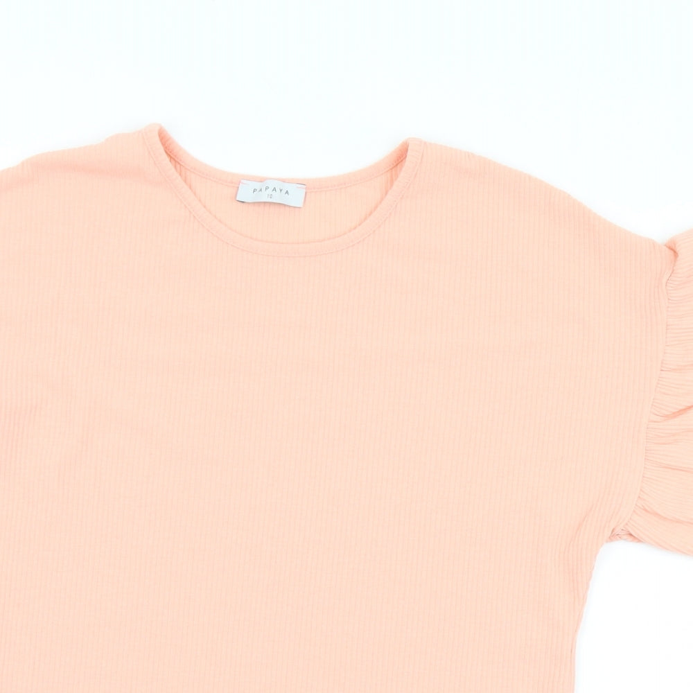 Papaya Womens Pink Round Neck  Polyester Pullover Jumper Size 10