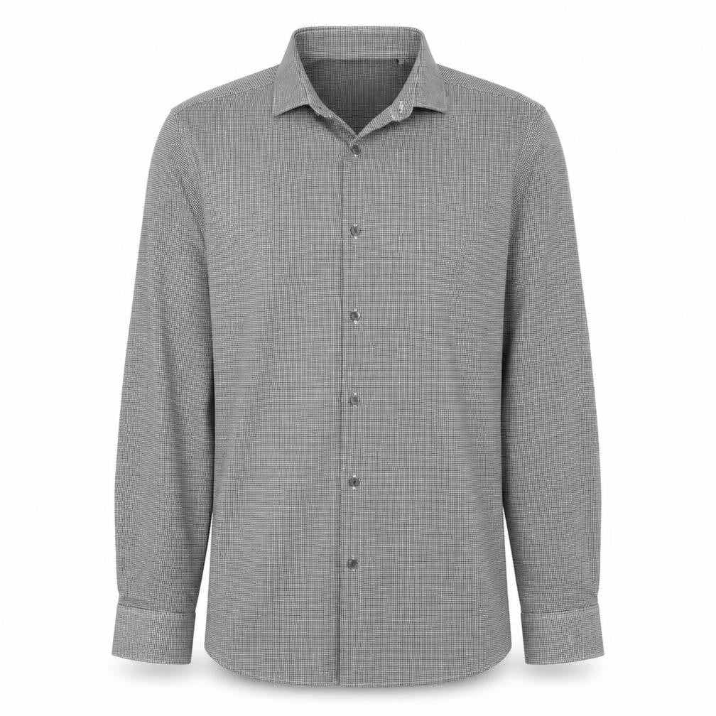 NEXT Mens Black Check Polyester  Button-Up Size 15.5 Collared Button
