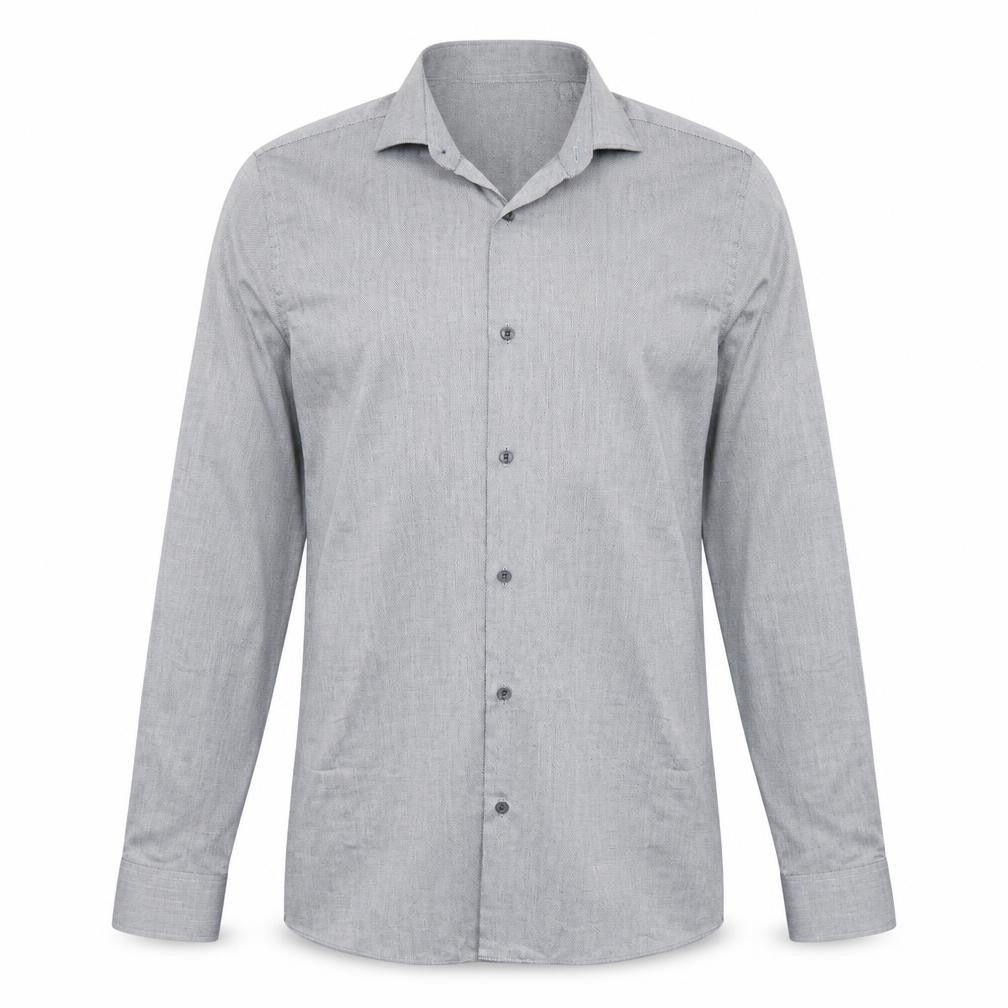 NEXT Mens Grey  Polyester  Button-Up Size 15.5 Collared Button