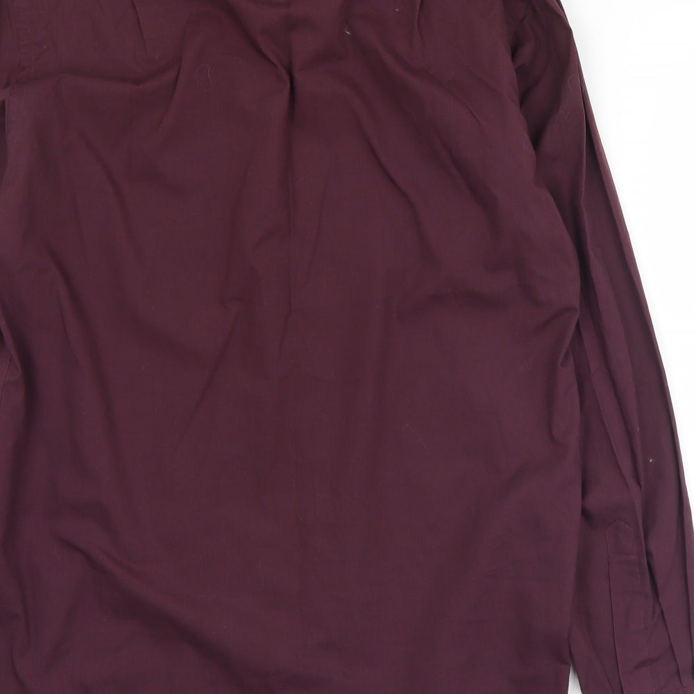 Marks and Spencer Mens Purple  Cotton  Button-Up Size 15.5 Collared Button