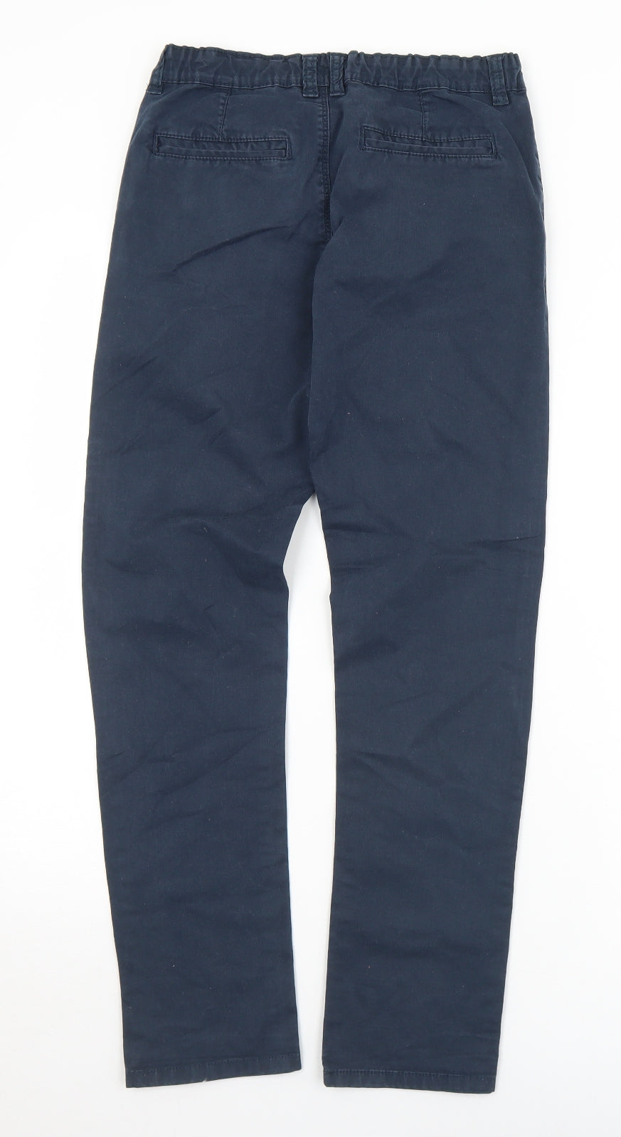 Dunnes Stores Mens Blue  Cotton Chino Trousers Size 26 in L27 in Regular Button