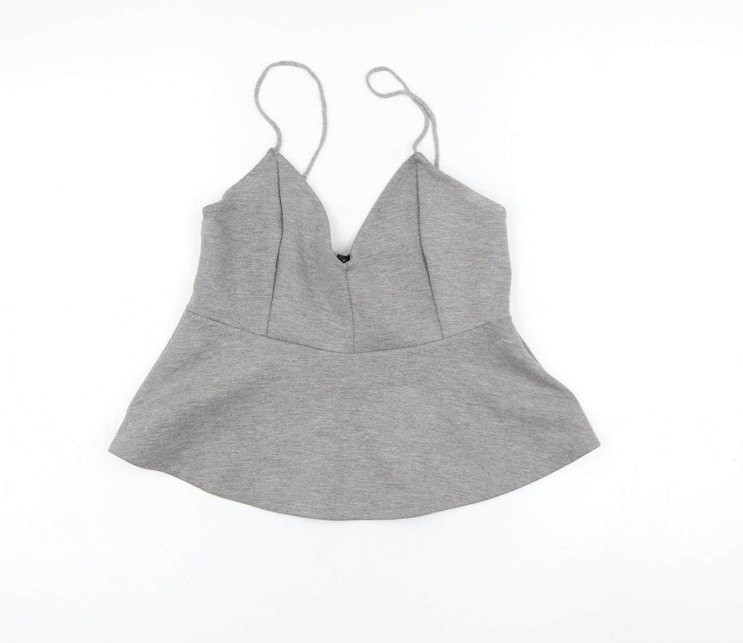 River Island Womens Grey  Polyester Cropped Tank Size 12 V-Neck