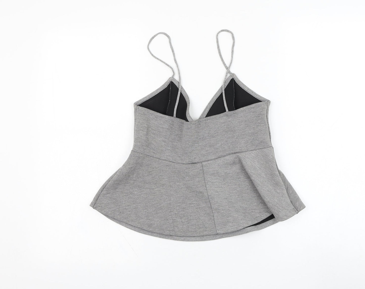 River Island Womens Grey  Polyester Cropped Tank Size 12 V-Neck