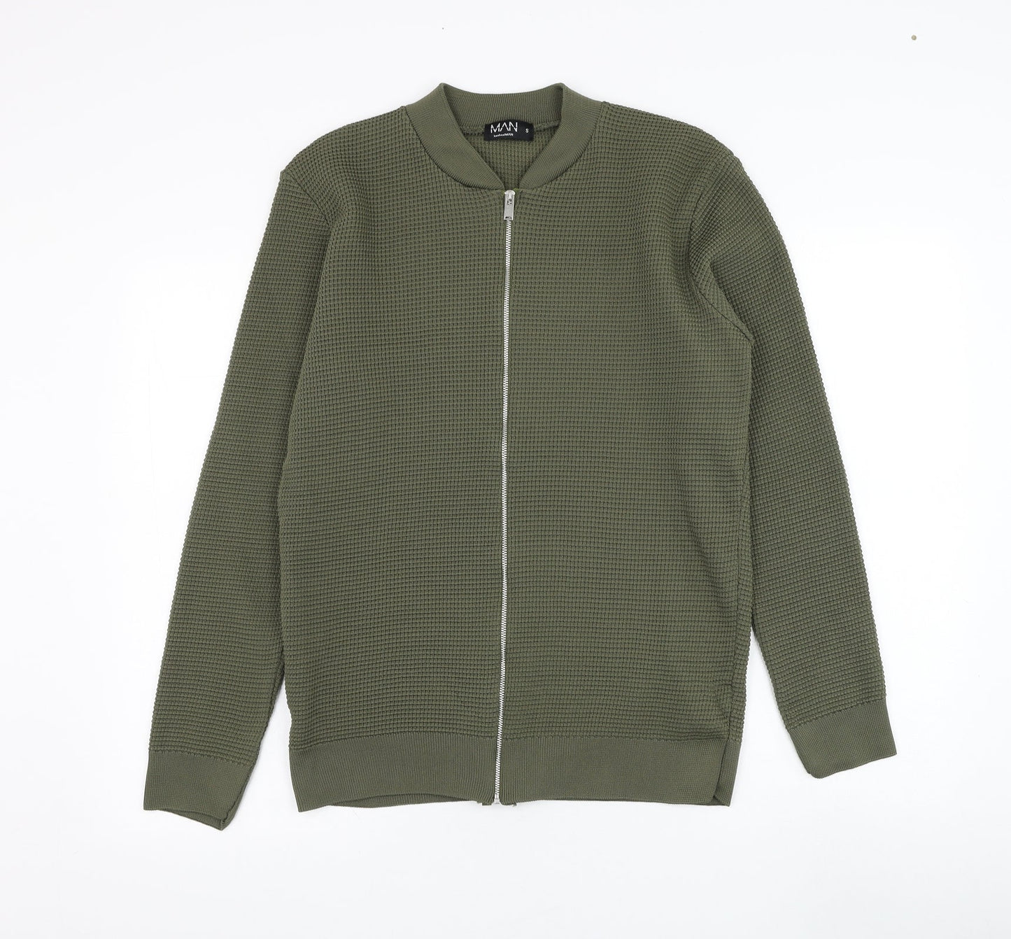 BoohooMAN Mens Green  Polyester Full Zip Sweatshirt Size S