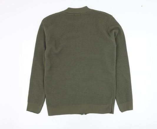 BoohooMAN Mens Green  Polyester Full Zip Sweatshirt Size S
