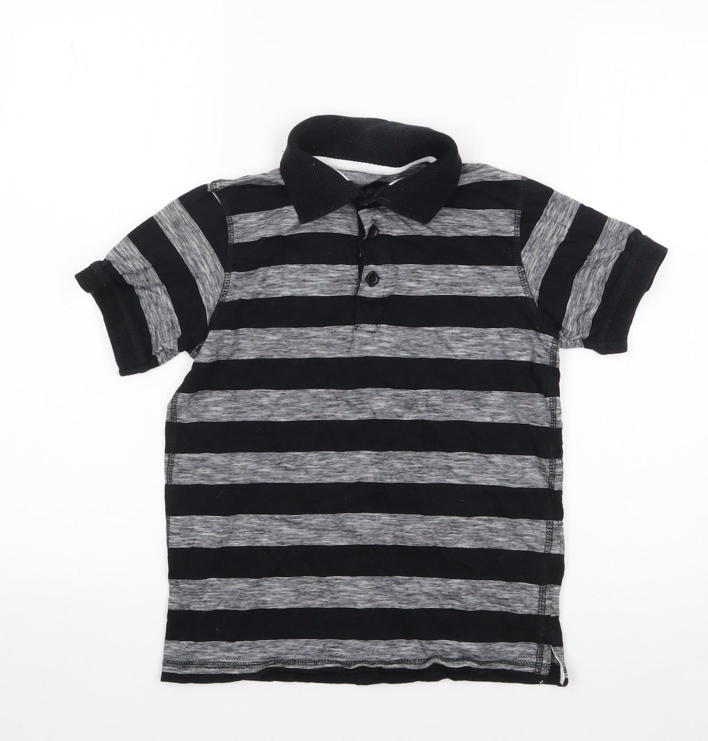 Dunes Boys Black Striped Cotton Pullover Polo Size 10-11 Years Collared Pullover