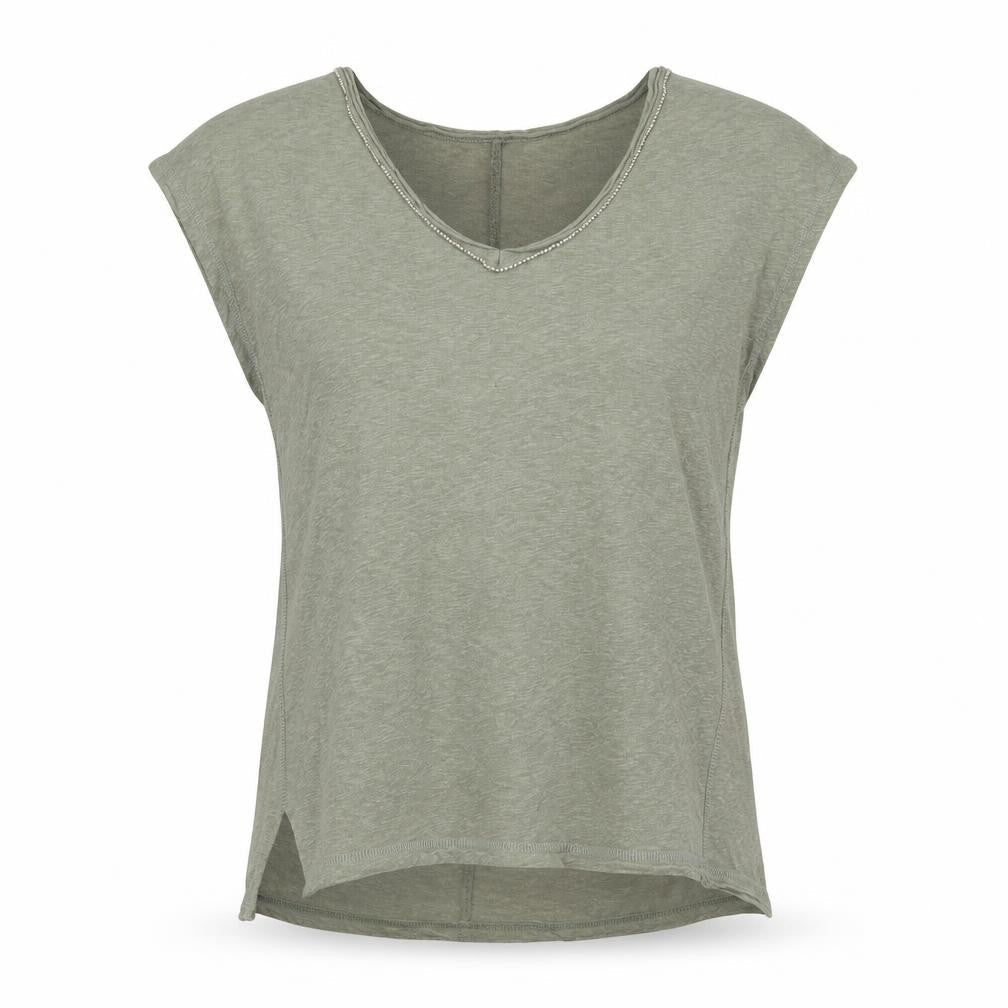 River Island Womens Green  Cotton Basic Tank Size 6 V-Neck