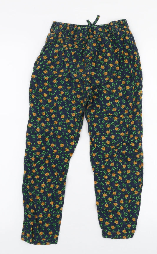 NEXT Girls Multicoloured Floral Viscose Jogger Trousers Size 9 Months  Slim Drawstring