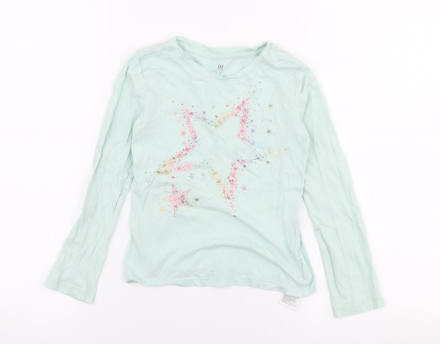 Gap Girls Green  Cotton Jersey T-Shirt Size S Round Neck Pullover - star