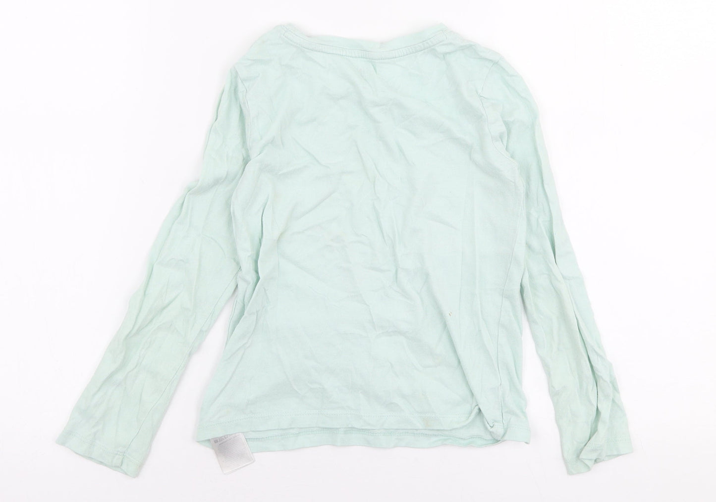 Gap Girls Green  Cotton Jersey T-Shirt Size S Round Neck Pullover - star