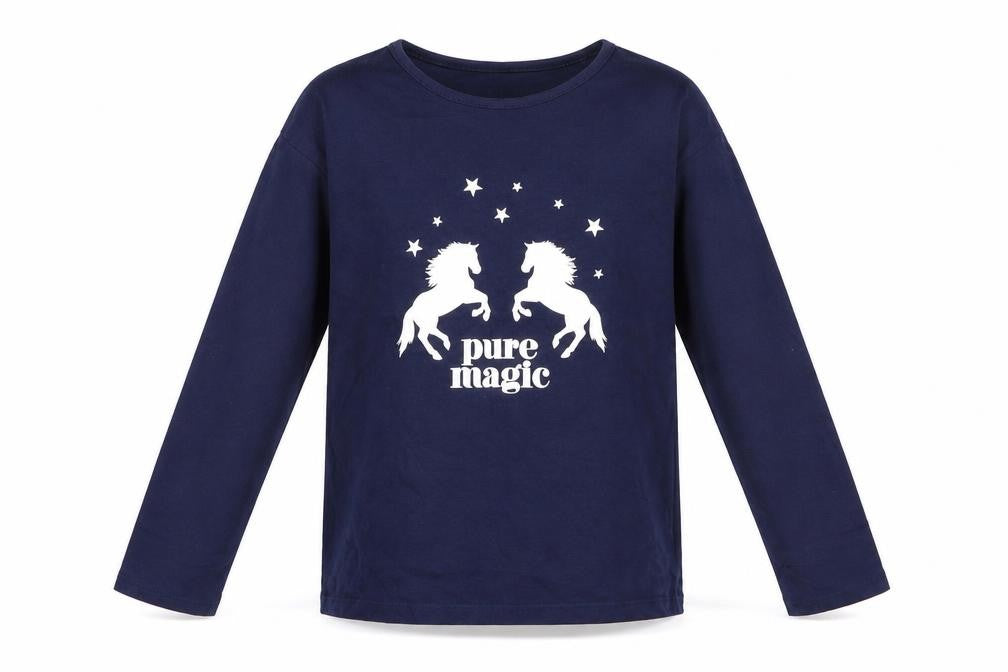 TU Girls Blue  100% Cotton Jersey T-Shirt Size 12 Years Round Neck Pullover - Unicorn