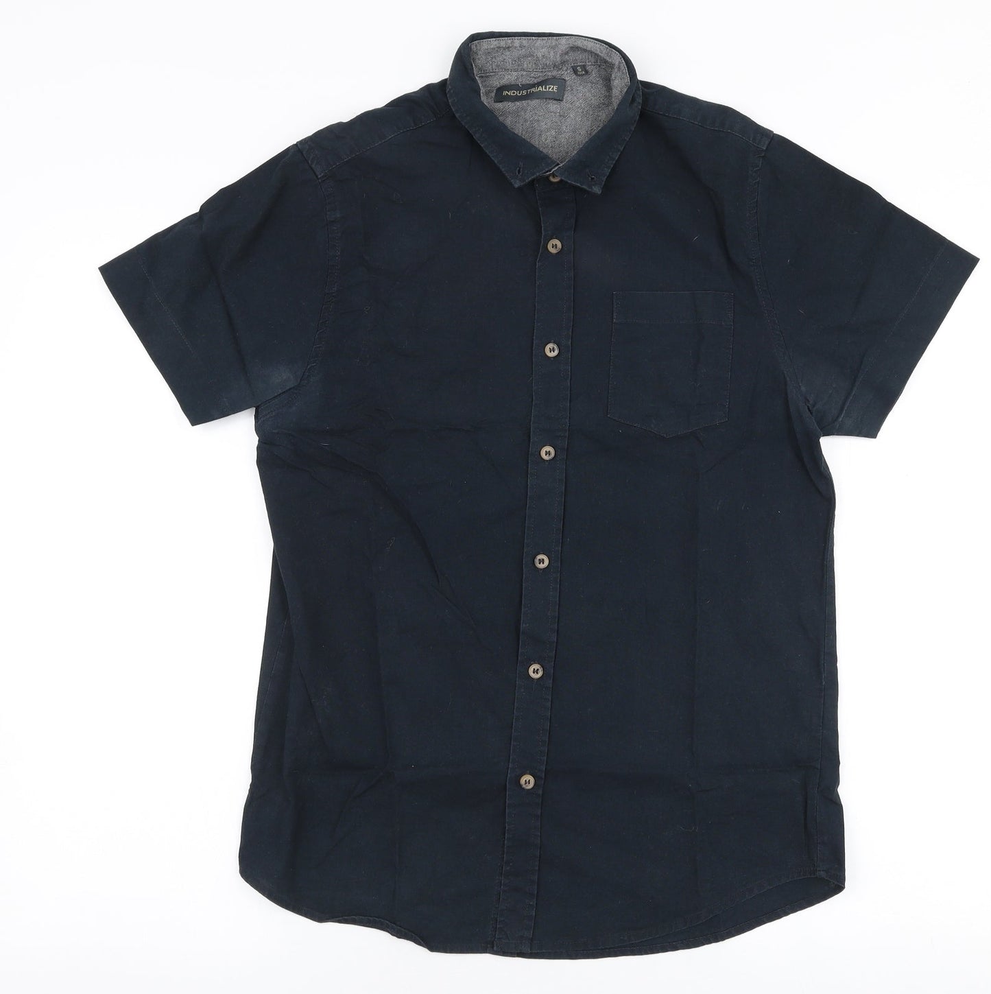 Industrialize Mens Blue  Polyester  Polo Size S Collared Button