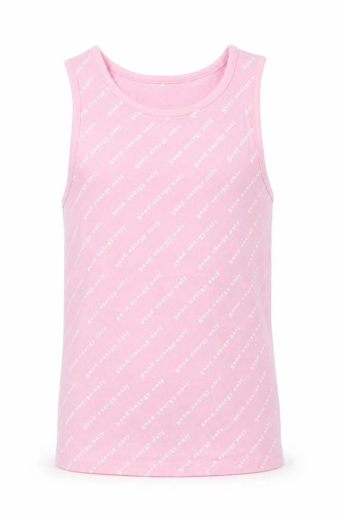 George Girls Pink  Cotton Jersey Tank Size 13-14 Years Round Neck Pullover - Good energy only