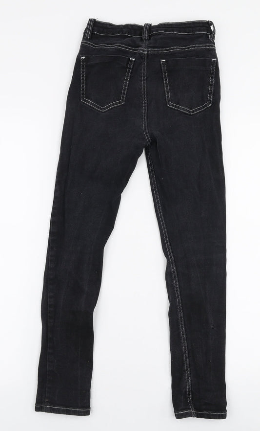 The Rockin Rev Womens Black  Cotton Skinny Jeans Size 6 L25 in Slim Zip