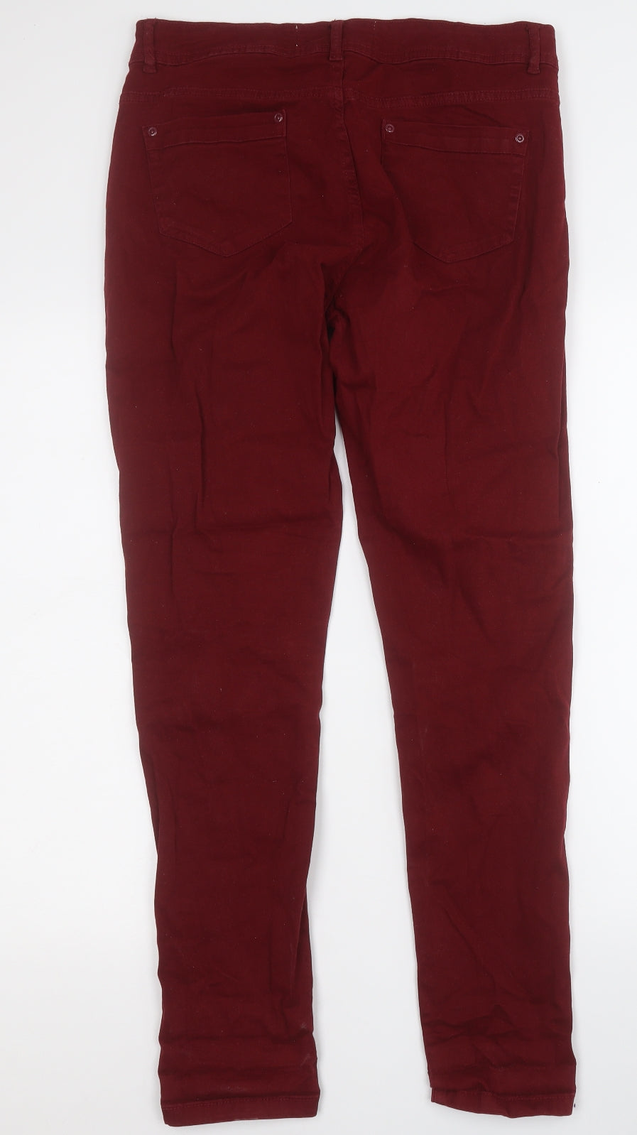 yesyes Womens Red  Cotton Straight Jeans Size 14 L29 in Regular