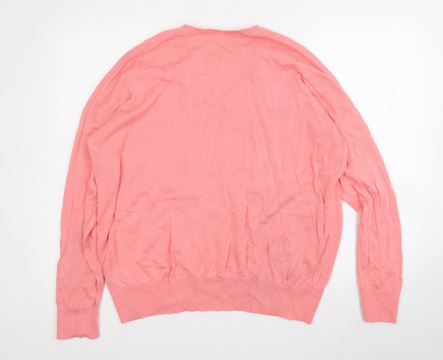 Dunnes Stores Womens Pink V-Neck  Cotton Pullover Jumper Size L