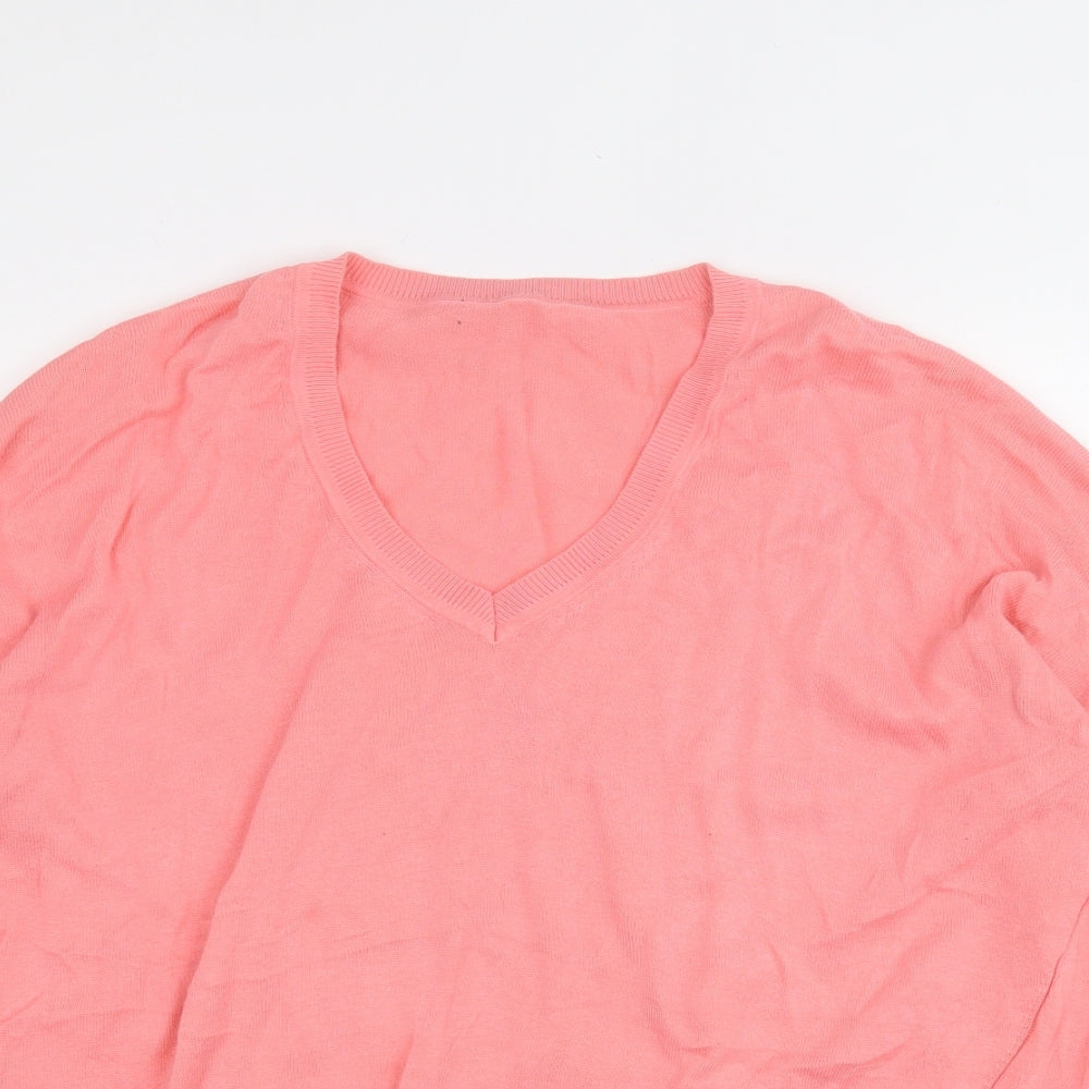 Dunnes Stores Womens Pink V-Neck  Cotton Pullover Jumper Size L