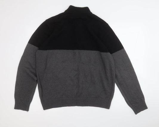 Brave Soul Mens Grey Mock Neck  Acrylic Pullover Jumper Size XL