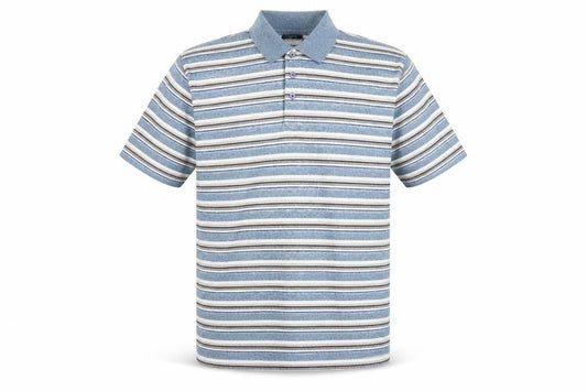 Leisurewear Mens Multicoloured Striped Cotton  Polo Size L Collared