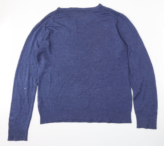 Cedar Wood State Mens Blue Round Neck  Acrylic Pullover Jumper Size XL