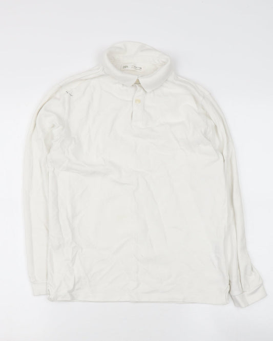 Zara Boys White  Cotton Basic Button-Up Size 13 Years Collared