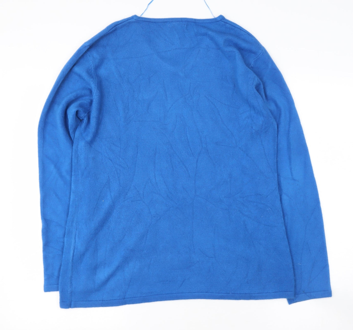 DAYMART Womens Blue V-Neck  Acrylic Pullover Jumper Size 14